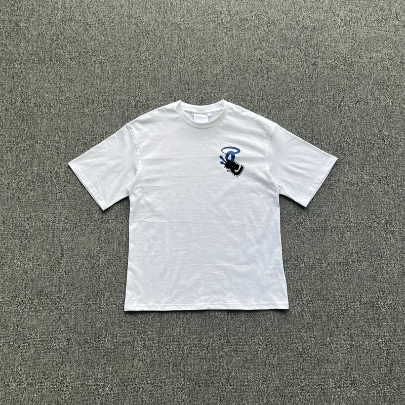 cny  SYNAWORLD HALO PRINTED TEE-WHITE/BLUE  胸前S蓝印花 白色短袖 SY-142