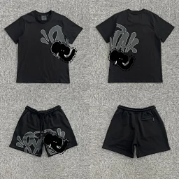 thumbnail for Black Black Grey Printed Short Sleeve Suit SY-107