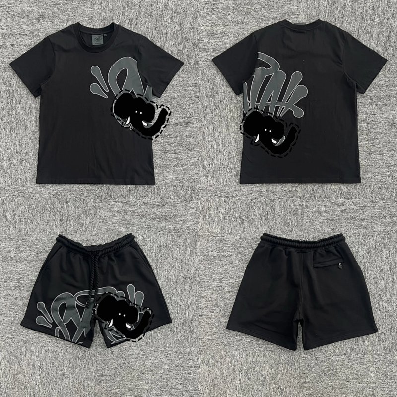 cny SynaWorld Short-set Black 黑色 黑灰印花短袖套装 SY-107