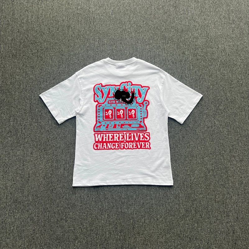 cny SYNAWORLD SLOT MACHINE TEE-WHITE 老虎机印花 白短袖SY-150