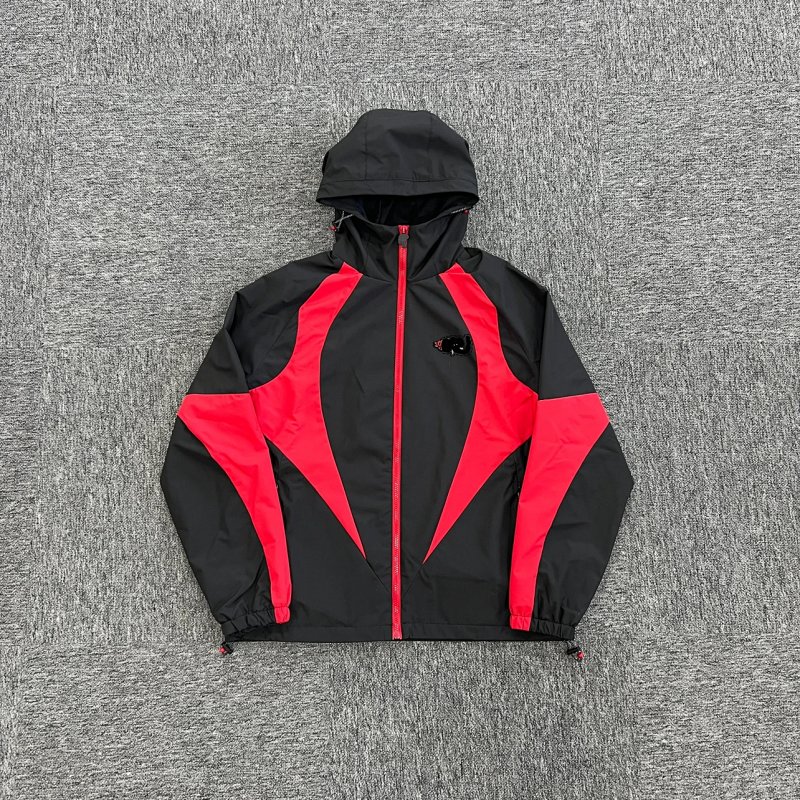 cny   S-World SYNA VORTEX TRACK TOP-BLACK/RED 梭织拼色外套-黑拼红色 SY-59