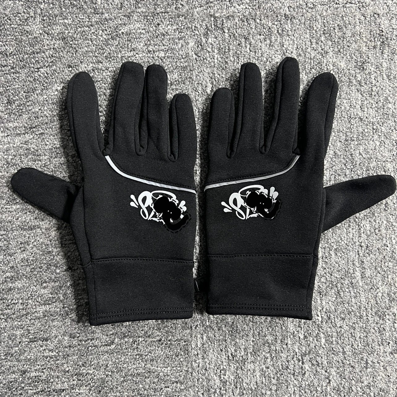 Silver Reflective Black Gloves SY-152