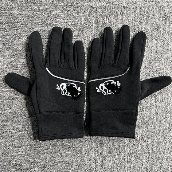 Silver Reflective Black Gloves SY-152