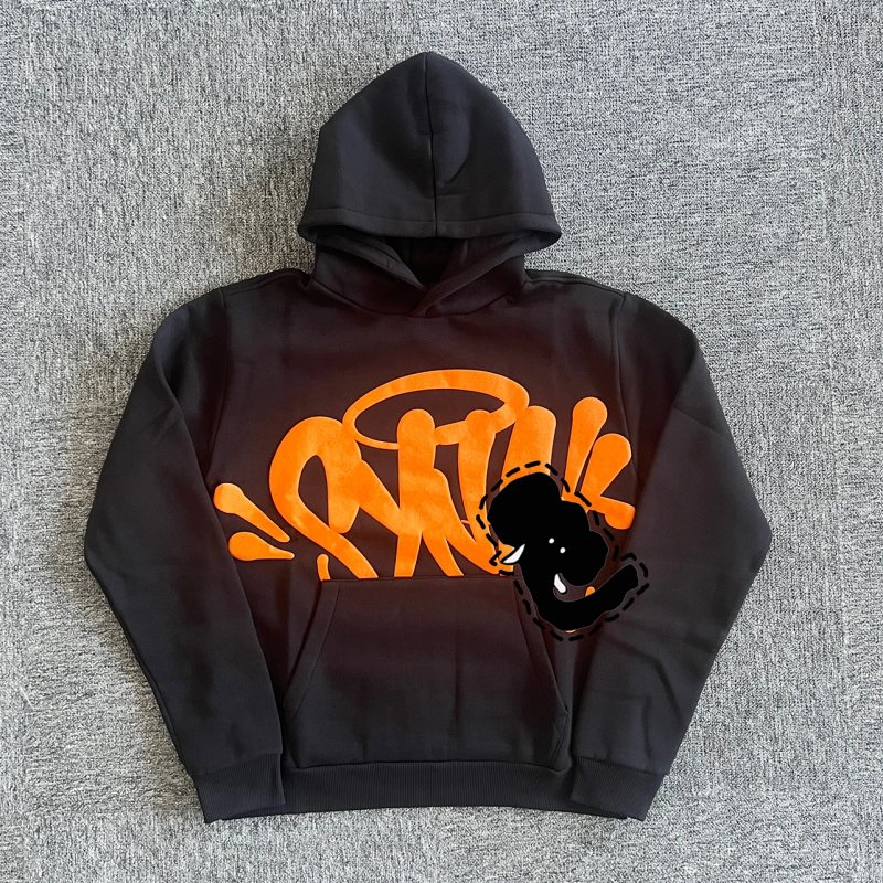cny  S-World Hoodie-Black-Orange 橘色大印花卫衣SY-23