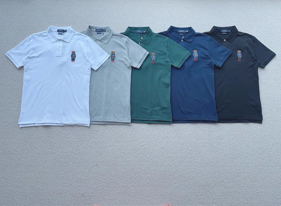 Collaboration men's pure cotton classic slim fit bead grid cotton polo shirt with collar,