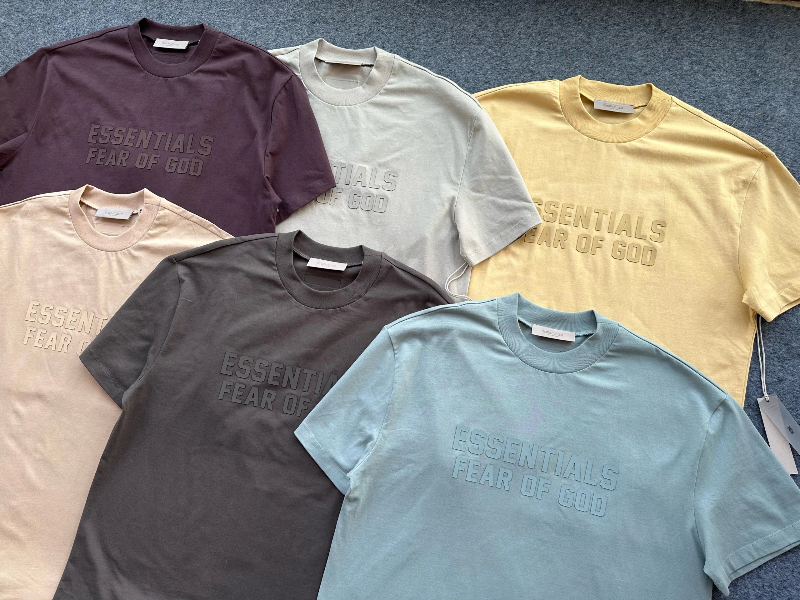 FOG Morandi Color Palette ESSENTIALS Spring/Summer New Double-Row 3D Silicone Short Sleeve T-Shirt