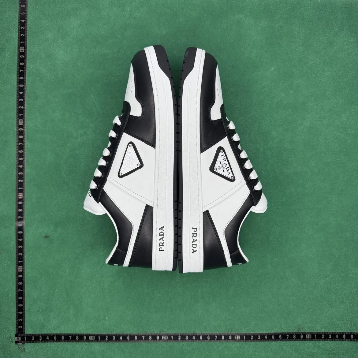 Prada Sneakers Leather lace-up low-top with triangle logo plaque image 11