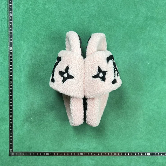 Unbranded Slippers Faux Shearling Open-Toe Slide with Four-Petal Floral Pattern product detail image 6