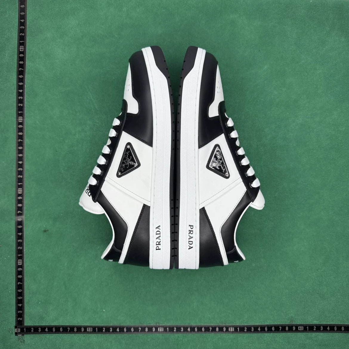 Prada Sneakers Leather lace-up low-top with triangle logo plaque image 10