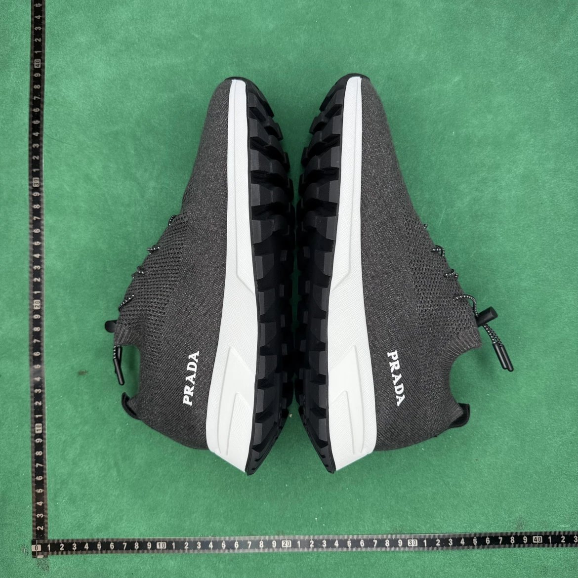 Prada Knit Round Toe Lace-Up Low-Top Sneakers