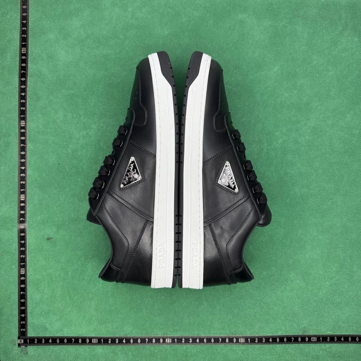 Prada Sneakers Leather lace-up low-top with triangle logo plaque image 7