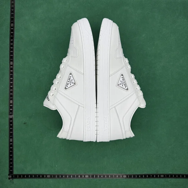 Prada Sneakers Leather lace-up low-top with triangle logo plaque product detail image 11
