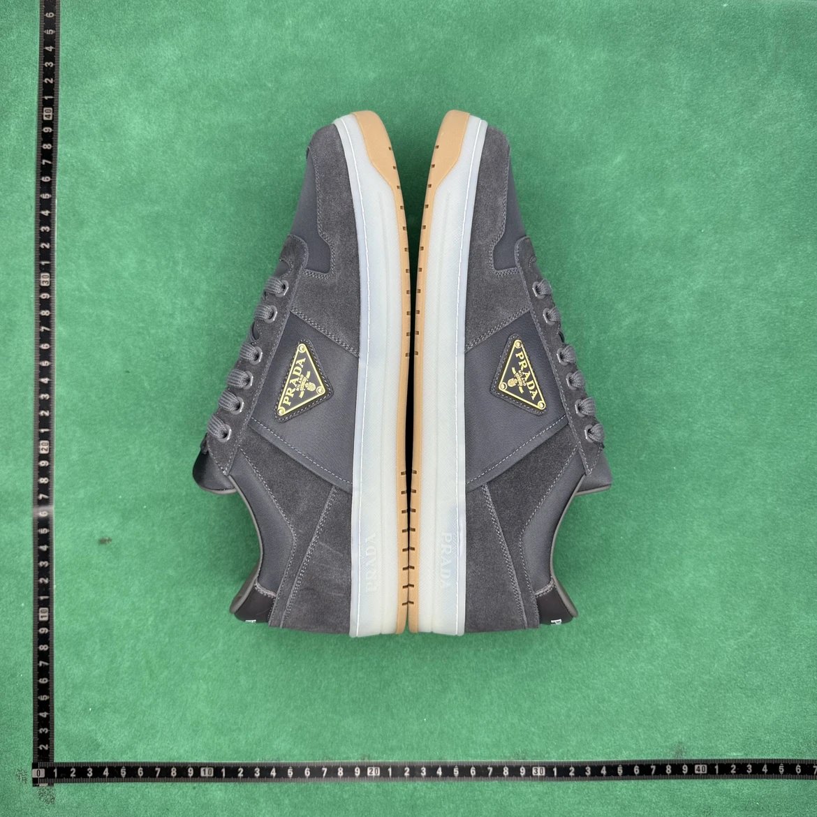 Prada Sneakers Leather lace-up low-top with triangle logo plaque image 4