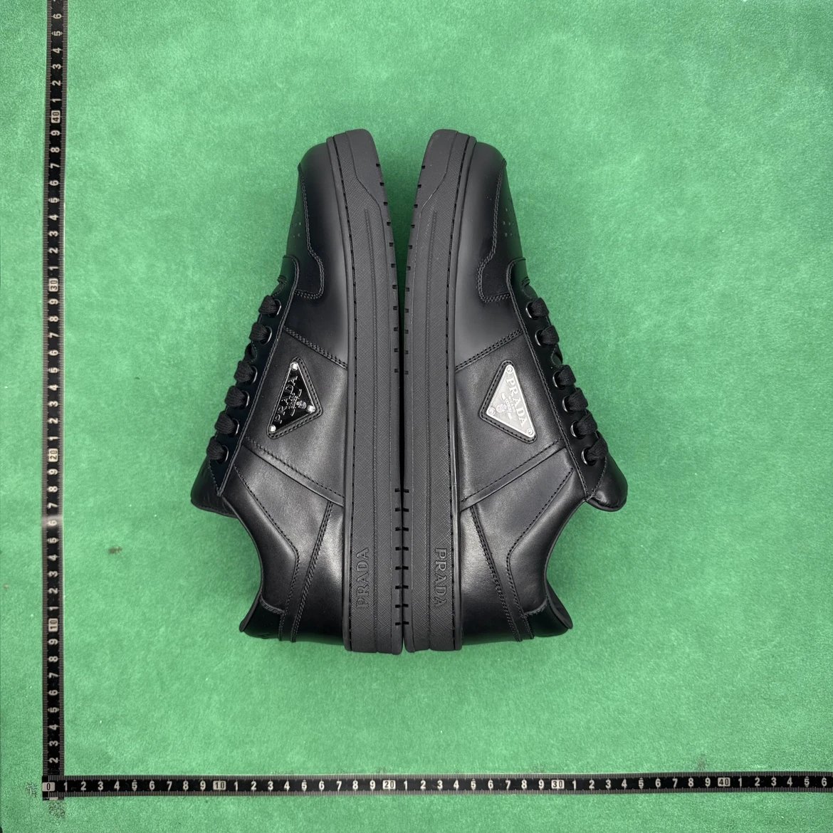 Prada Sneakers Leather lace-up low-top with triangle logo plaque image 5