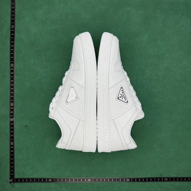 Prada Sneakers Leather lace-up low-top with triangle logo plaque product detail image 7