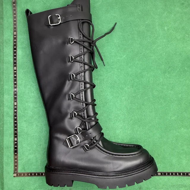 Unbranded Boots Knee-High Lace-Up Buckle Lug-Sole product detail image 1