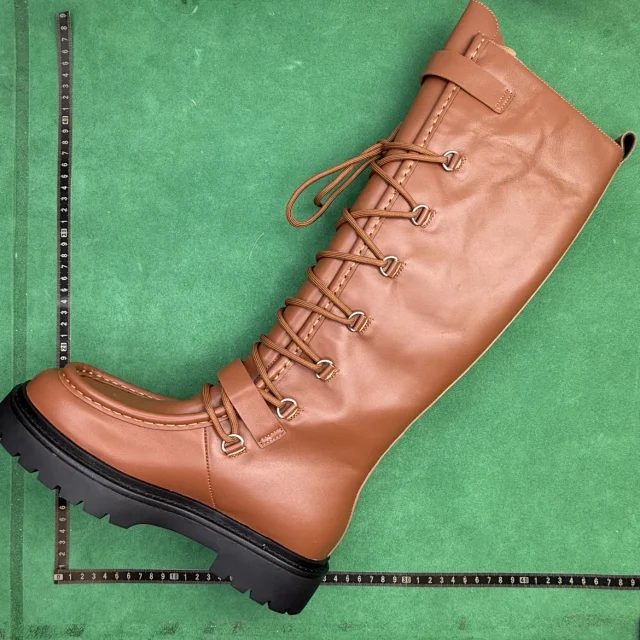 Unbranded Boots Knee-High Lace-Up Buckle Lug-Sole product detail image 5