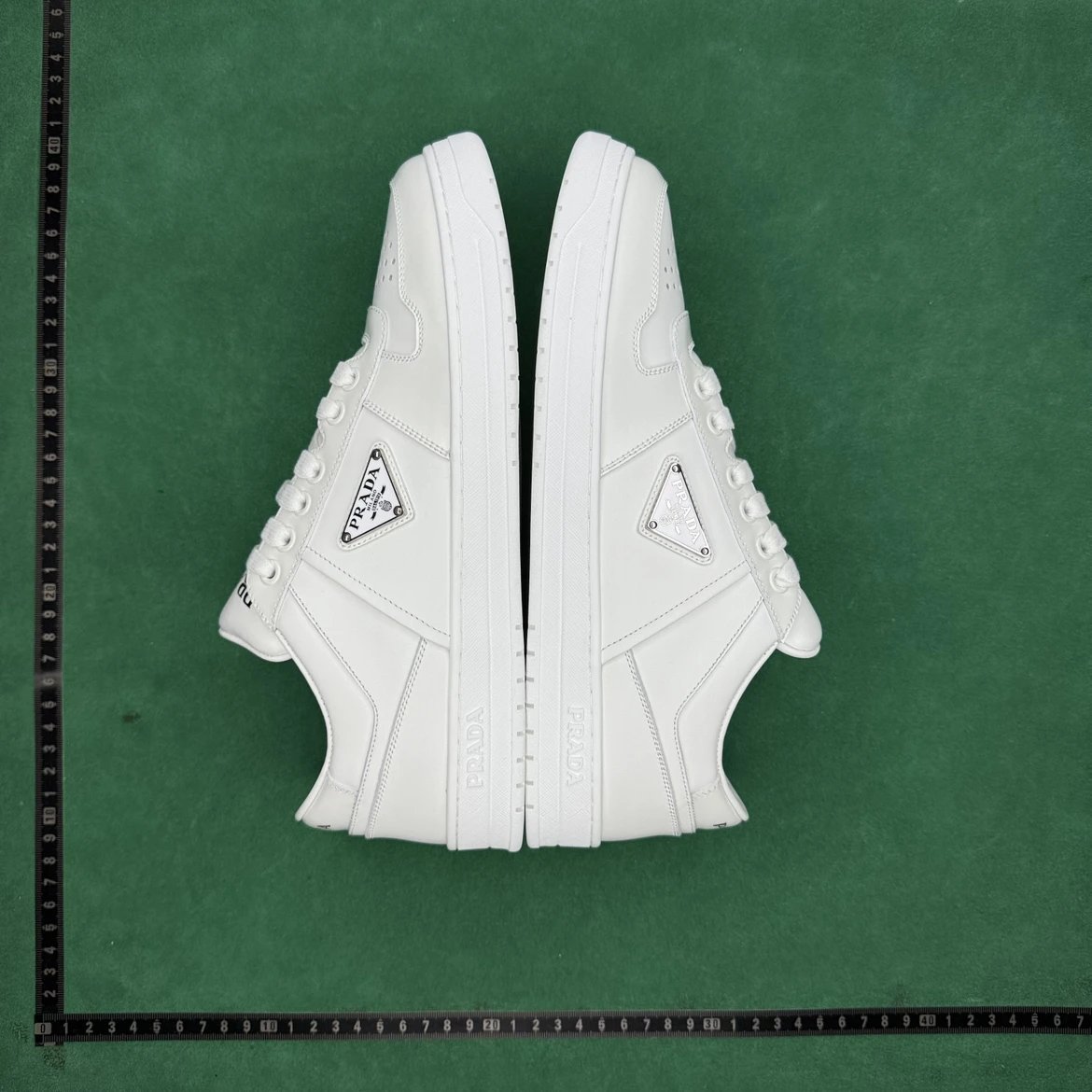 Prada Sneakers Leather lace-up low-top with triangle logo plaque image 3