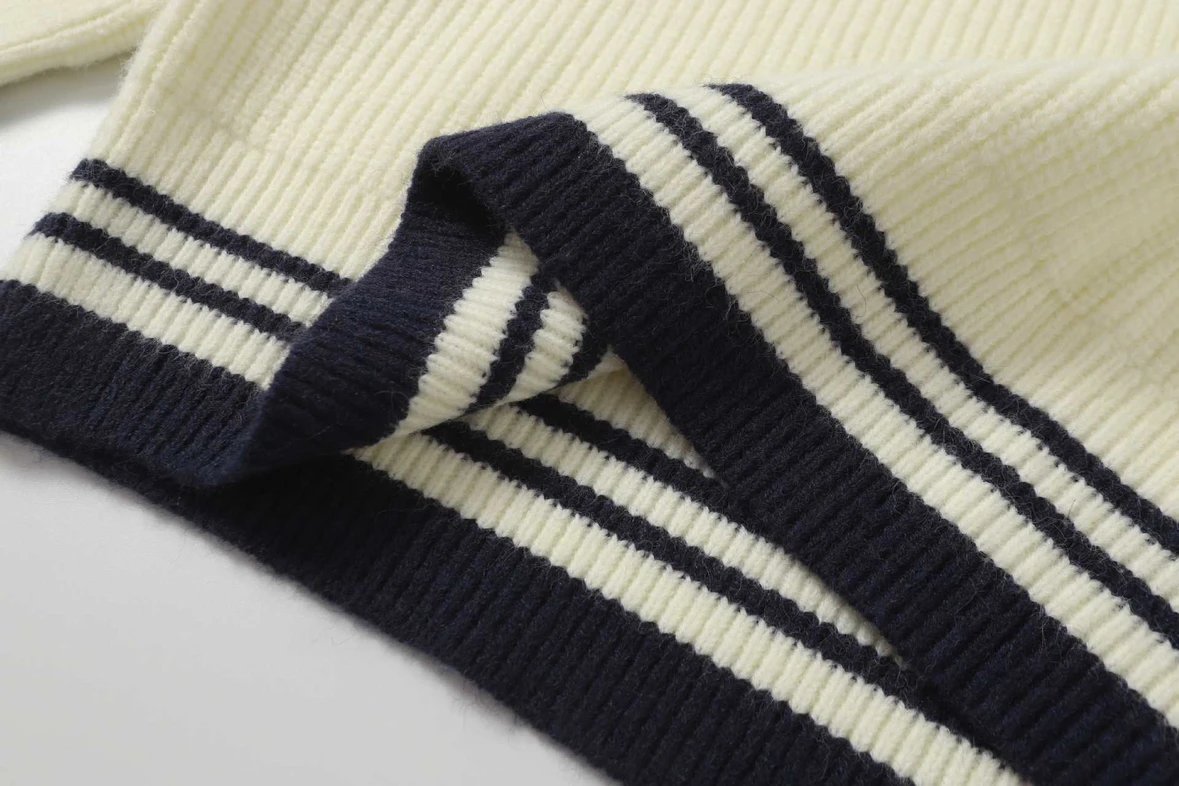 Striped Glitter Turtleneck Sweater in Cream and Silver - 20
