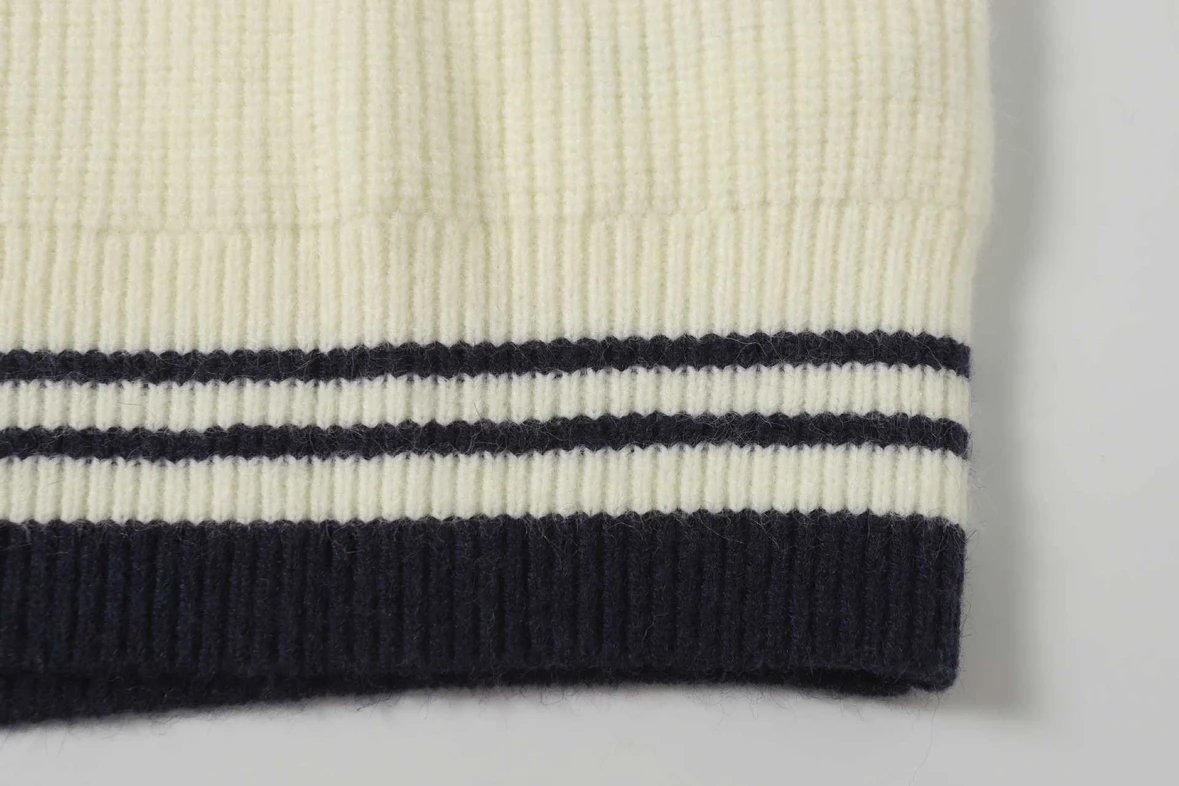 Striped Glitter Turtleneck Sweater in Cream and Silver - 19