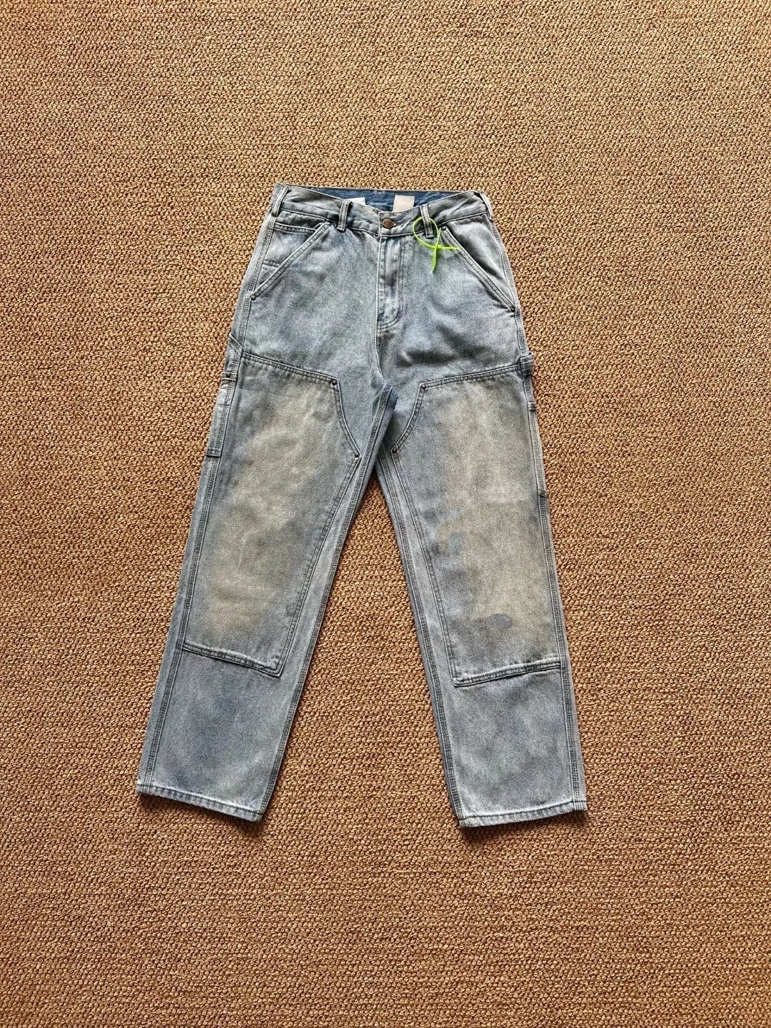 Vintage Washed Denim Cargo Pants Unisex