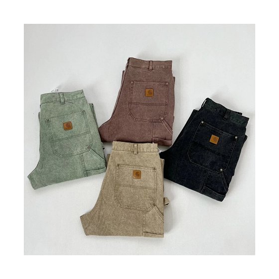 Four Colors Available, Highly Recommended by Buyers! #【Heavy-Duty Washed & Distressed】Original Factory Quality C@R B01 B136 Washed Distressed Workwear Pants Double-Knee Canvas Carpenter Pants Heavyweight Fabric with Thick, Substantial Feel