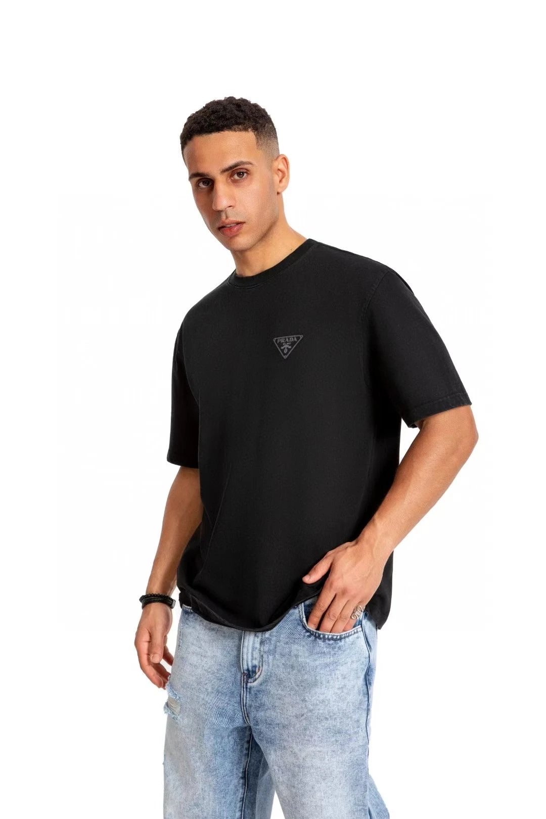 Shihui Apparel - Premium Cotton Plain Knit Water Print Men's Round Neck Short Sleeve T-Shirt for Casual & Commuting