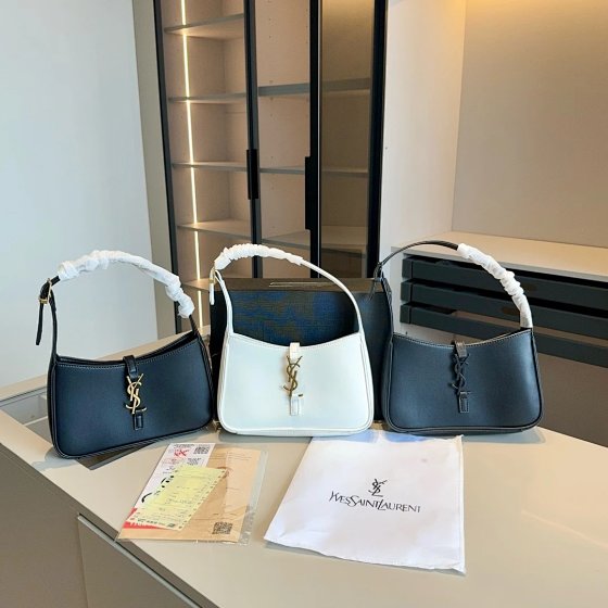 Three YSL Saint Laurent Hobo Underarm Bags! Original folding gift box packaging