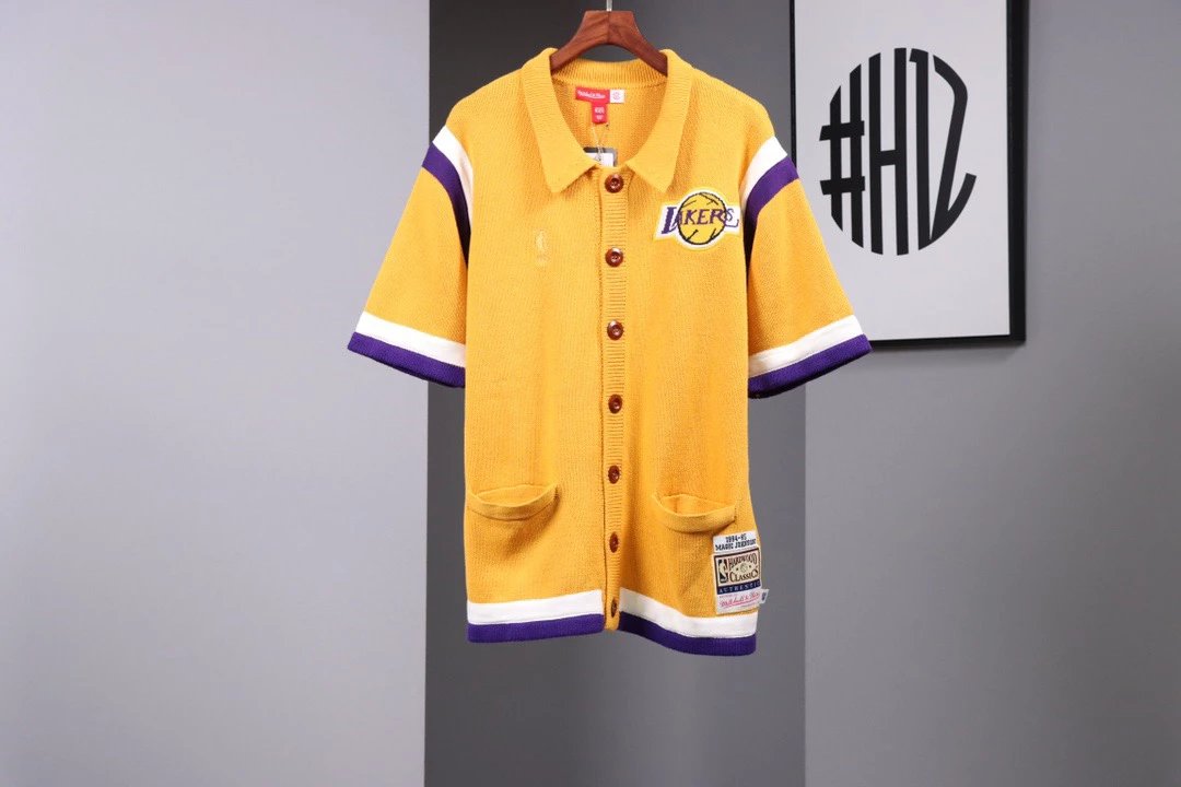 2021秋冬mitchell&ness X clot官网同步重磅联名湖人队短袖羊毛衫