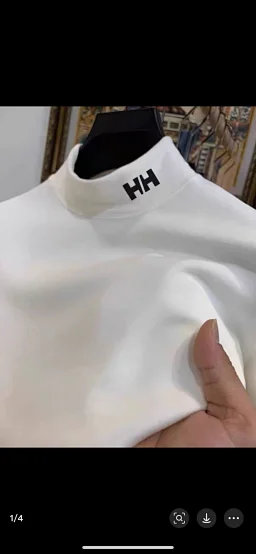 thumbnail for 26SS Fall/Winter New HH Semi-High Collar German Fleece Base Layer, Male and Female Couples, Warm Long-Sleeved T-Shirt Thin Sweatshirt