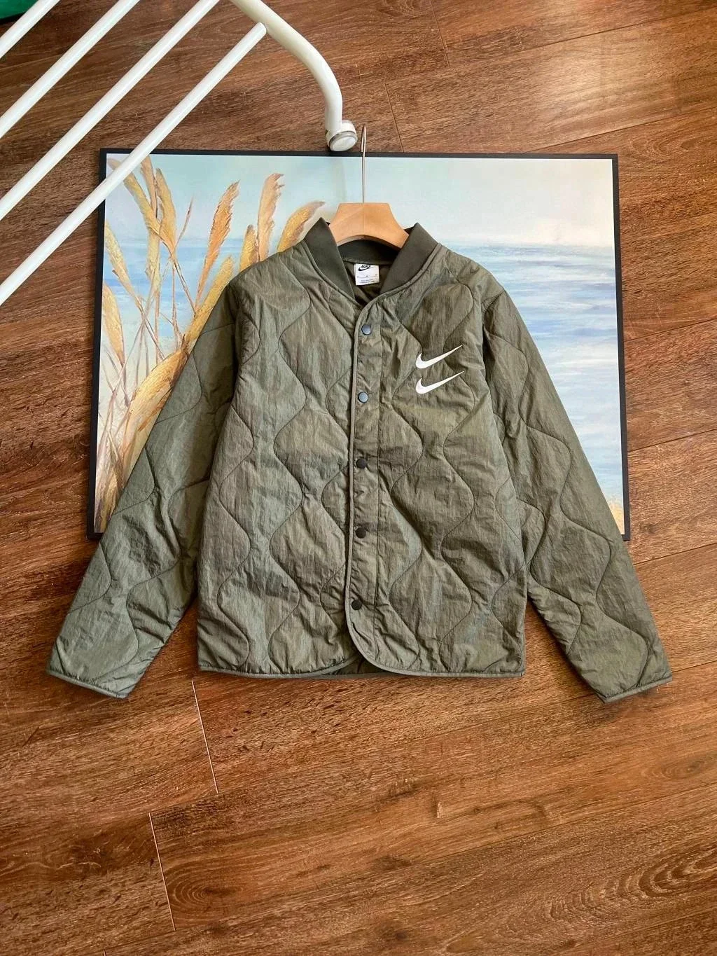 耐克刺绣双钩薄款棉服外套专柜爆款王一博同款nike swoosh薄棉绗