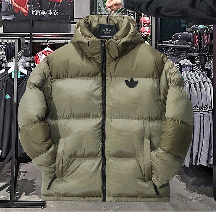 Adidas三叶草运动休闲冬季新款棉服加厚保暖连帽外套男女情侣棉袄厚款