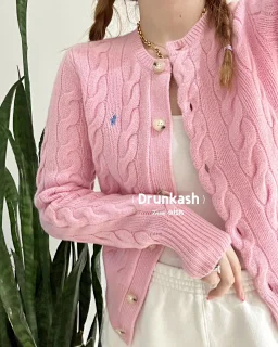 thumbnail for Nine colors *RL Zhanmalaf Lauren 22 years autumn and winter new American retro twisted flower knit sweater female classic long-sleeved cardigan sweater jacket
