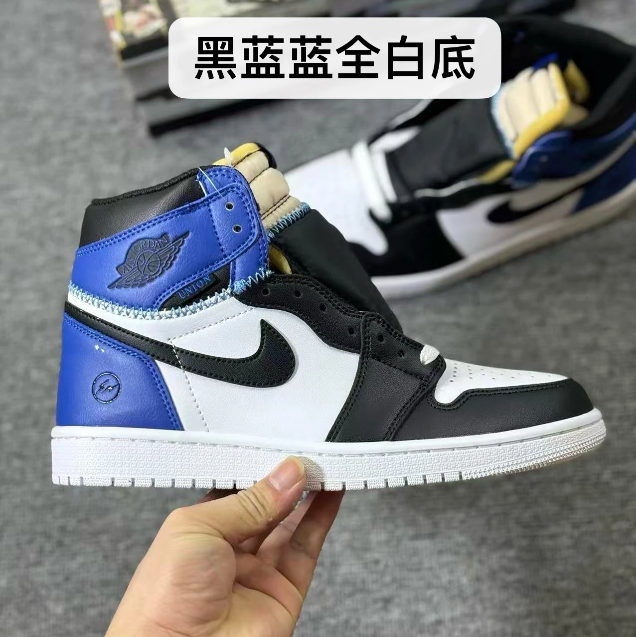 Black/Blue with Full White Sole