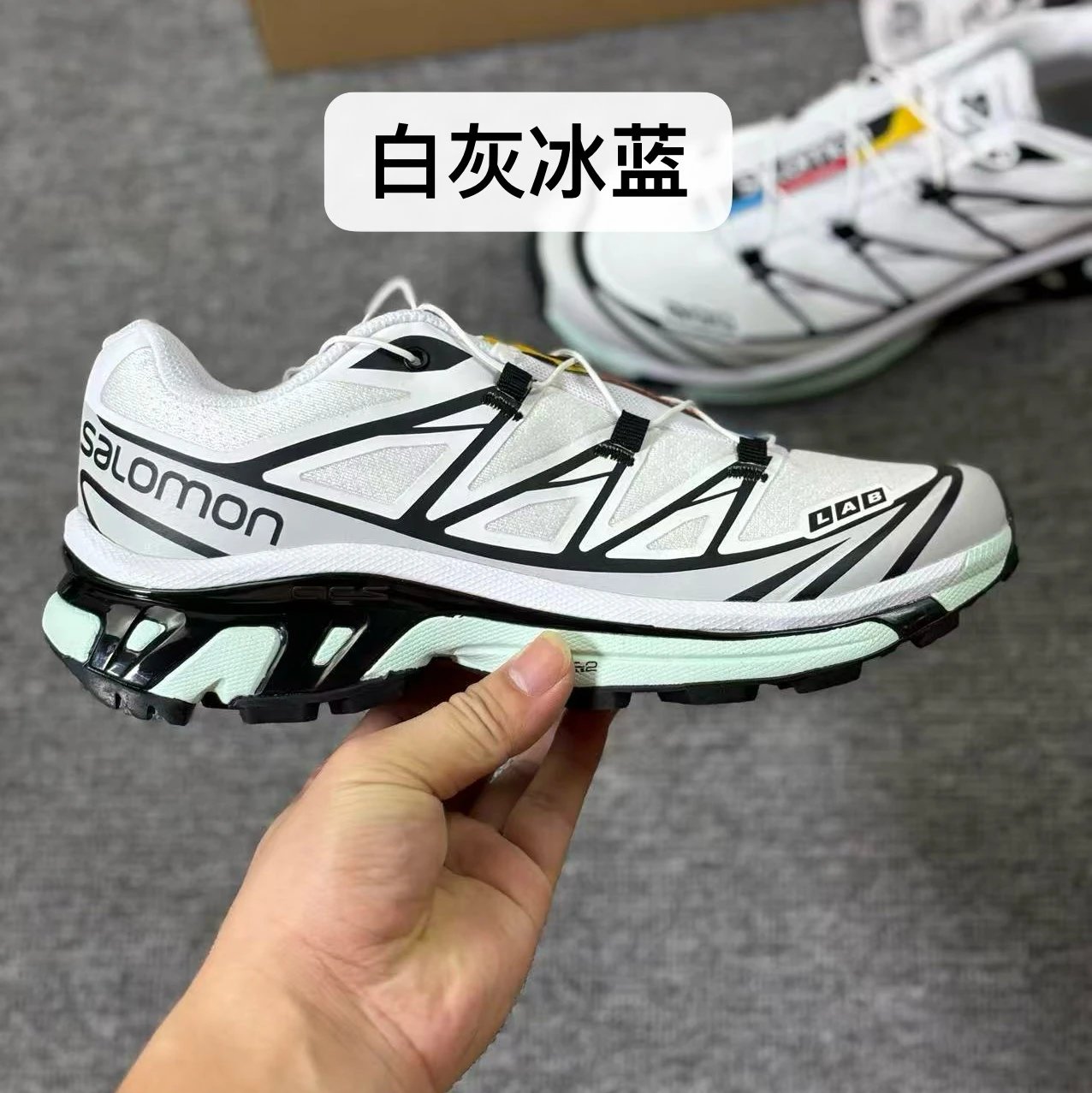 Salomon Speedcross Lab White Gray Ice Blue Running Shoes