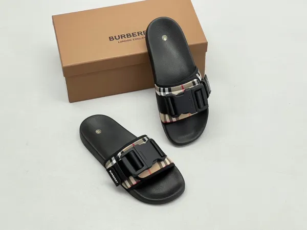 Burberry Check-Strap Slide Sandals Black - 59