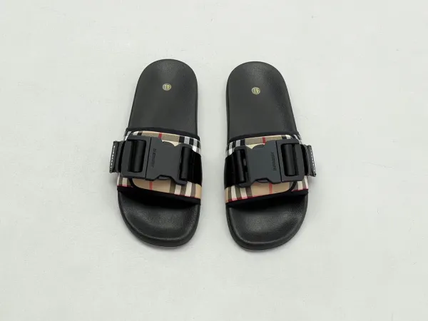 Burberry Check-Strap Slide Sandals Black - 60