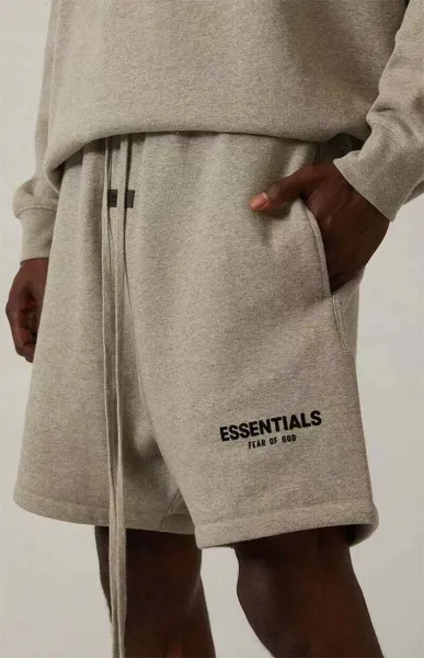 Fear of God Essentials Logo Embroidered Shorts Olive Green Shorts - 3