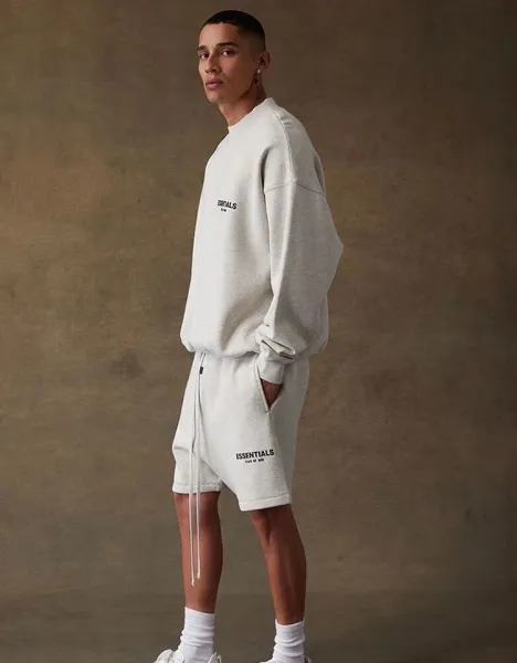 Fear of God Essentials Logo Embroidered Shorts Olive Green Shorts - 4