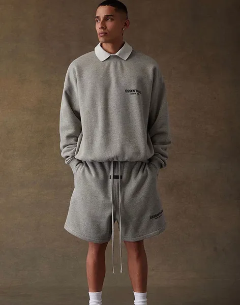 Fear of God Essentials Logo Embroidered Shorts Olive Green Shorts - 5