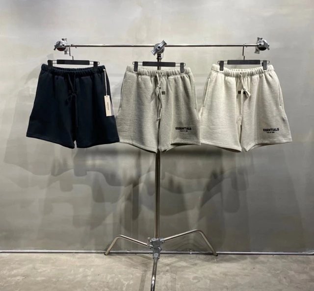 Fear of God Essentials Small Logo Flocked Shorts - High Street Loose Fit Unisex Casual Shorts