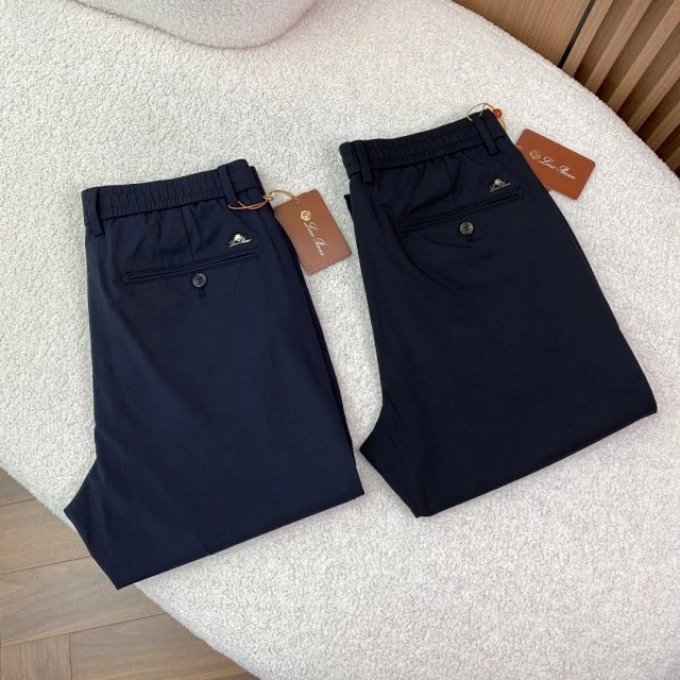 LP Noya Men's Casual Pants Italian High-End Craftsmanship Blend Wrinkle-Resistant Draped半 Elastic Waist Straight Fit Business Casual All-Season Versatile Trousers
