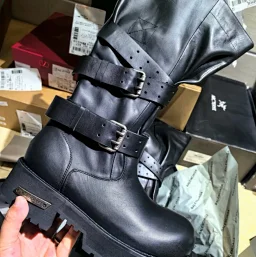 thumbnail for In stock Independent BAL25ssVenom boost venom high motorcycle boots calfskin retro strappy leather boots round toe buckle high leather boots men's ready stock