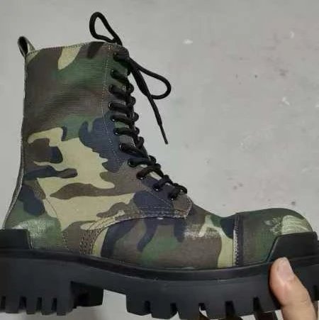 Camouflage Print Military Boots