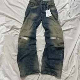 thumbnail for （现货）自主Acne25ss新款2006F弯刀水洗做旧牛仔裤 弯刀宽松低腰阔腿牛仔裤 现货 男女同款