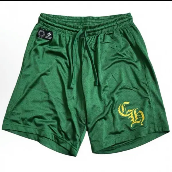 Chrome Hearts Mesh Shorts Green with Gold Logo - 1