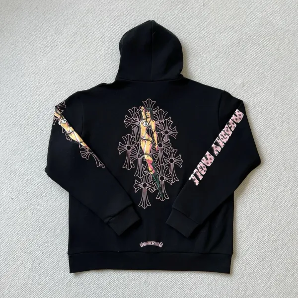 Chrome Hearts Anime Floral Hoodie Black - 2