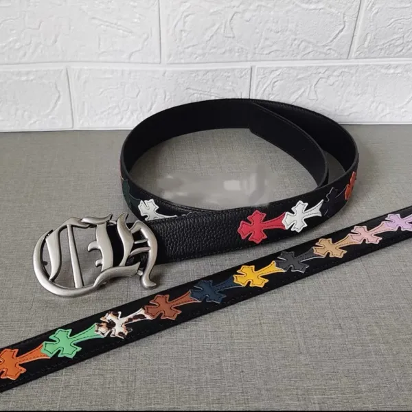 Chrome Hearts Multicolor Cross-Embossed Leather Belt - 1