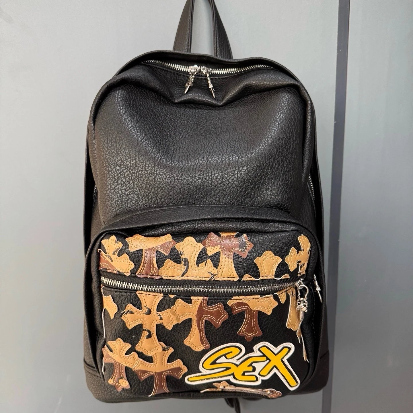 Unbranded Backpacks Cross Appliqué Front Pocket — Camouflage leather