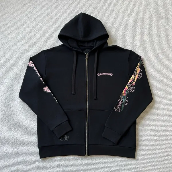 Chrome Hearts Anime Floral Hoodie Black - 3